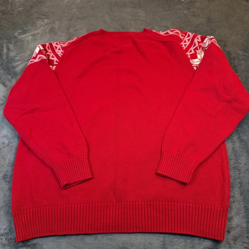Weatherproof Vintage Sweater Mens Extra Large Red Fair Isle Snowflake‎ Cotton